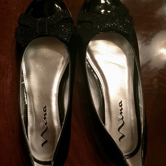 Nina Girls Black Patent Ballet Flat Dress Shoe 5 - Picture 2 of 6